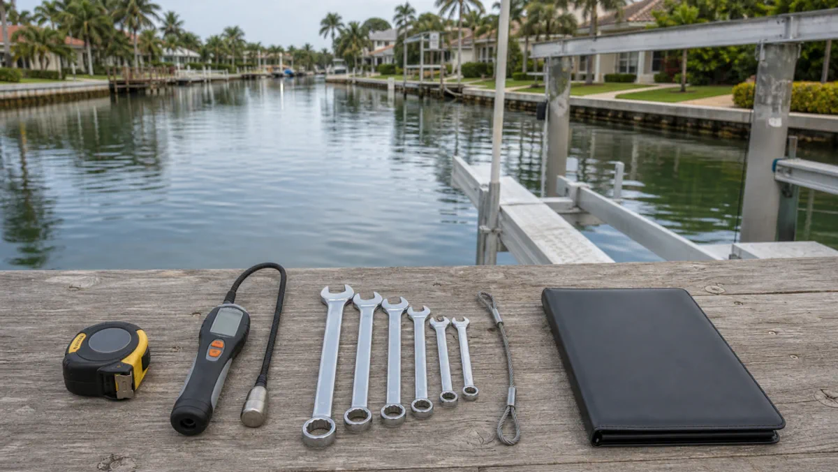 Naples boat lift cables, bunks, and dock-side wear